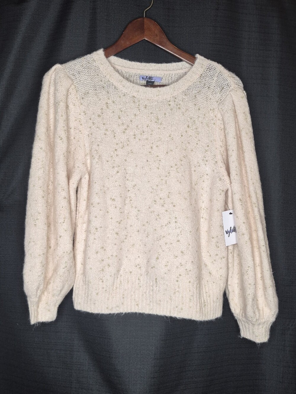 WYLDR Cream Crewneck Sweater with Subtle Gold Speckle